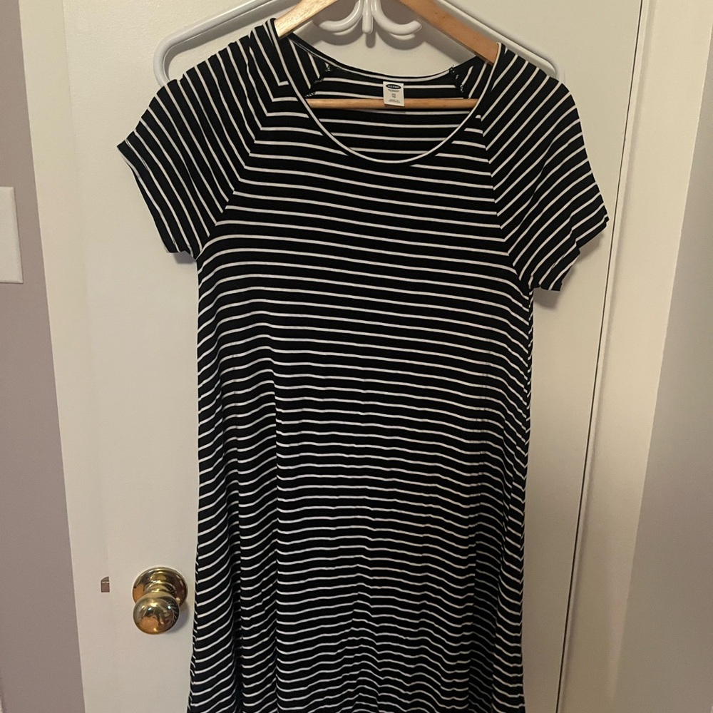 Old Navy Black and White Striped Mini Dress